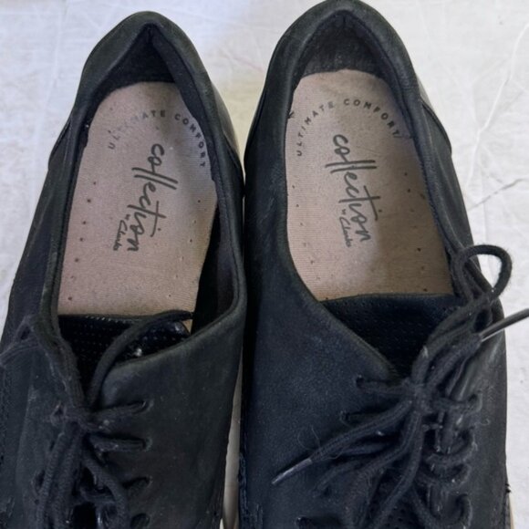 Clarks Sharon Crystal Leather Laces Comfort Soft Wedge Shoes Sneakers Oxford 7.5 - Picture 6 of 13